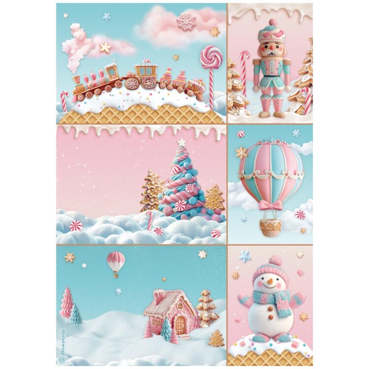 full_DFSA41051_1 STAMPERIA CANDY CHRISTMAS DECOUPAGE PAPER A4 - DFSA41051 - Image 1