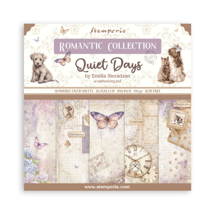 STAMPERIA QUIET DAYS BLOCK PAPER 20.3/20.3 CM - SBBS134 - Image 1